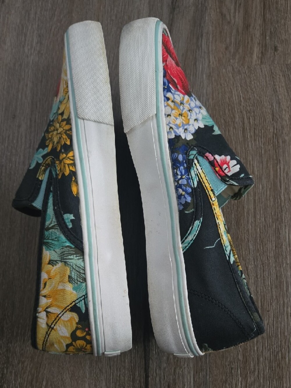 Polo by Ralph Lauren Black Floral Slip-On Sneakers with Red & Teal Accents - Picture 4 of 5